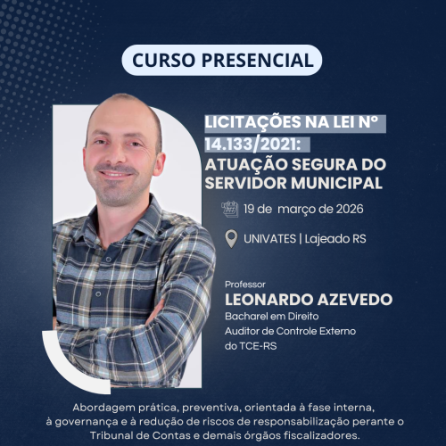 Imagem ilustrativa do(a) Curso: Licitações na Lei nº 14.133/2021: atuação segura do servidor municipal.